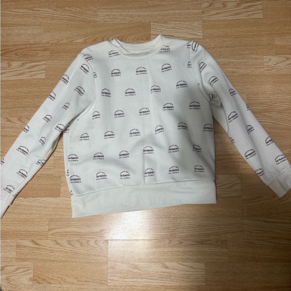 Cream Logo-Print Crewneck Sweatshirt